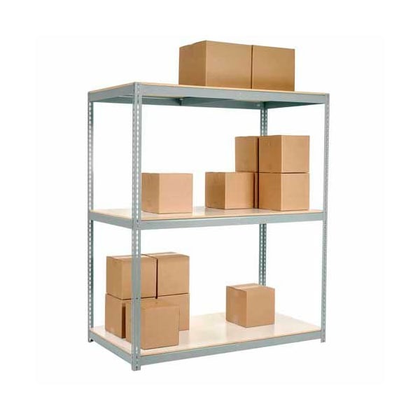 Global Industrial 3 Shelf, Wide Boltless Shelving, Starter, 60inW x 36inD x 60inH, Laminate Deck 504204GY - main